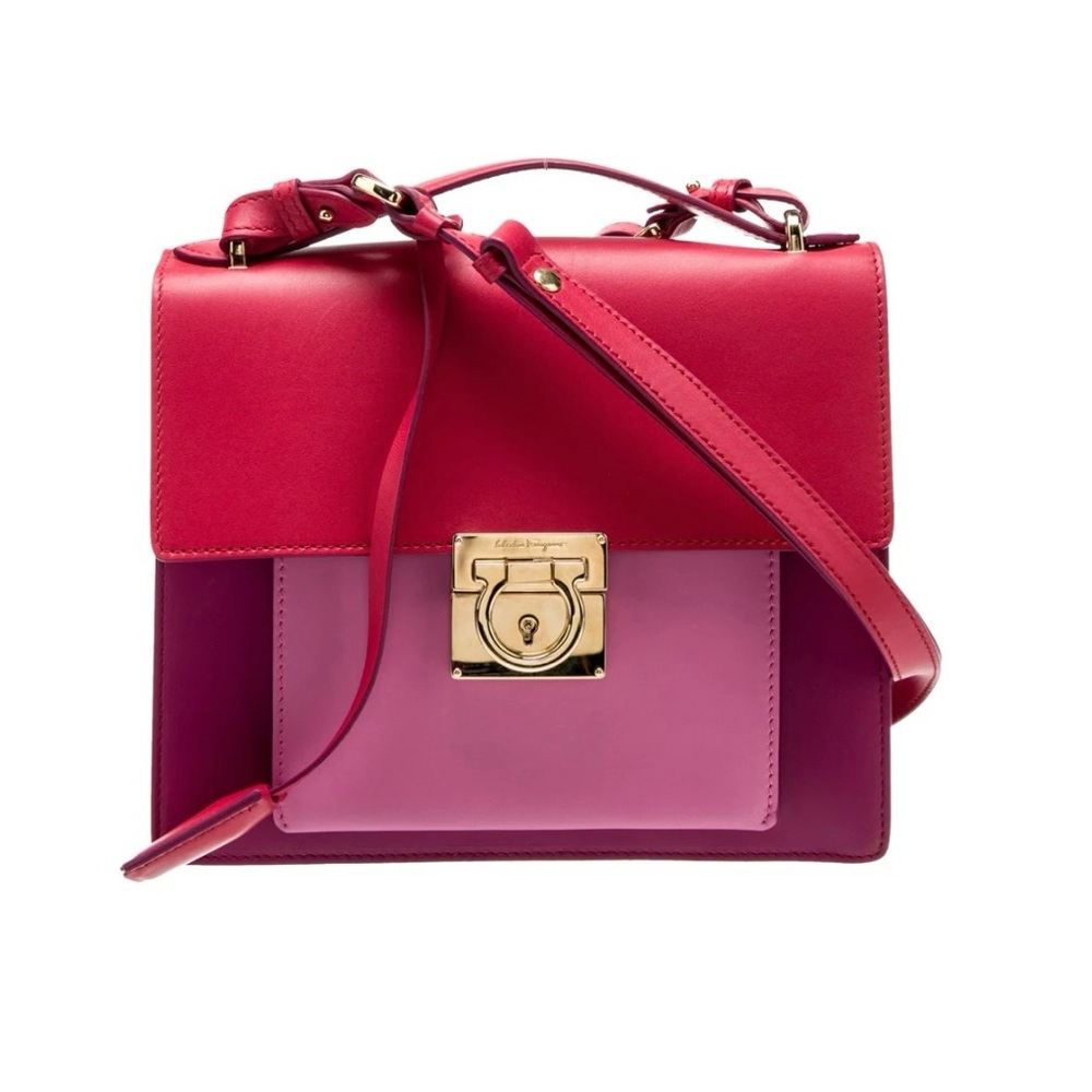 Salvatore Ferragamo Pink and Red Leather Bag